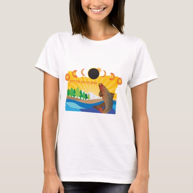 2017 Solar Eclipse Across Oregon Map Illustration T-Shirt (Front)