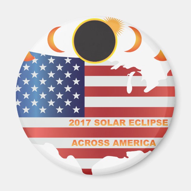 2017 Solar Eclipse Across USA Map Illustration Magnet (Front)