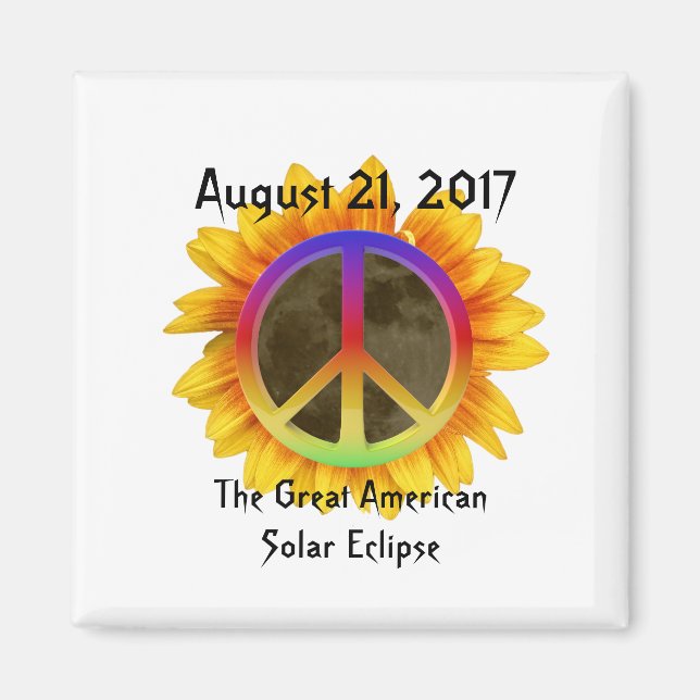 2017 Solar Eclipse, Sunflower and Peace Symbol Magnet (Front)