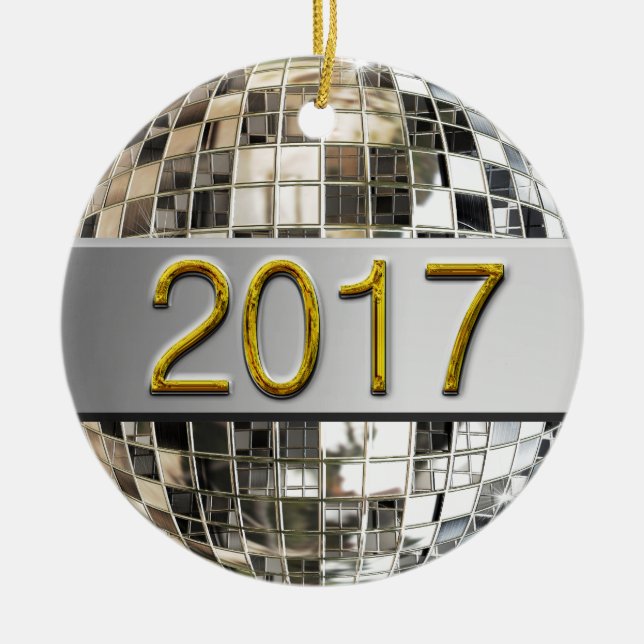 2017 Sparkling Silver Disco Ball Ornament (Front)