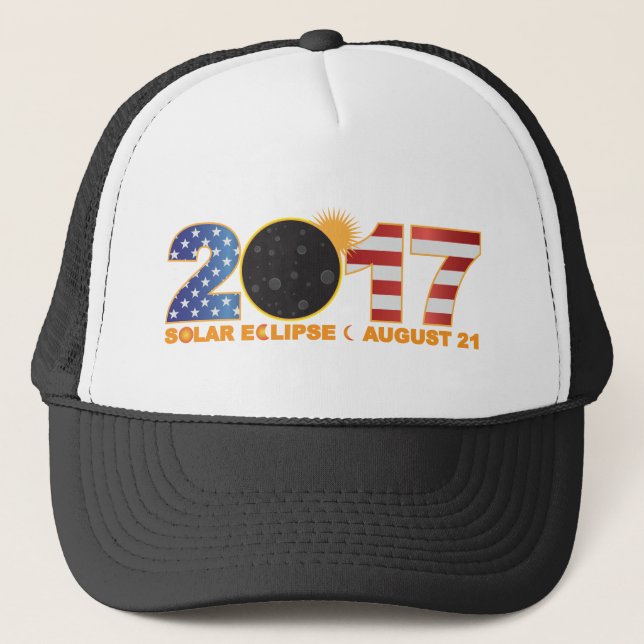 2017 Total Solar Eclipse Over USA Numeral Trucker Hat (Front)