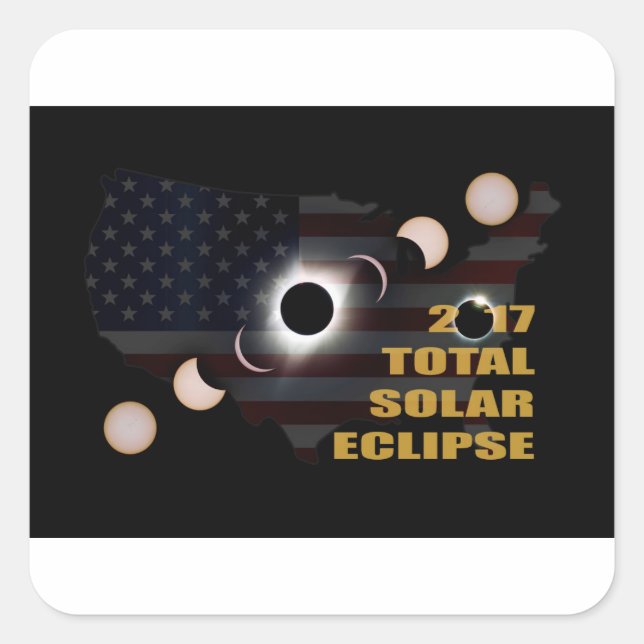 2017 Total Solar Eclipse Phases Square Sticker (Front)