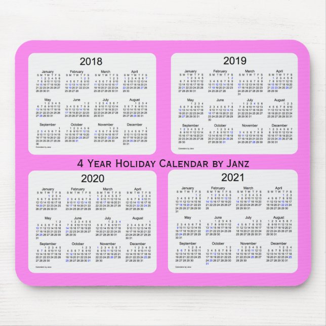 2018-2021 Violet Holiday Calendar by Janz Mouse Pad (Front)