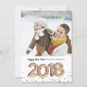 2018 balloon Holiday Happy New Year Photo Card