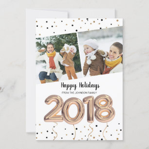 2018 Balloons Christmas Holiday 2 Photo Card