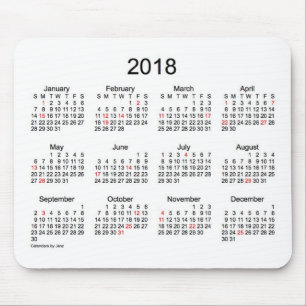 2018 Black and White Holiday Calendar by Janz Mouse Pad