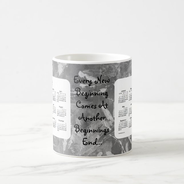 2018 Calendar 2019 New Beginnings Black Coffee Mug (Center)