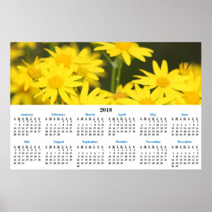 2018 Calendar Golden Wildflowers Photograph Poster