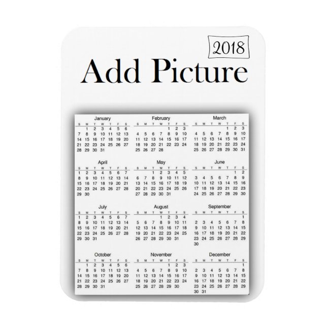 2018 Calendar Personalised White Photo Magnet (Vertical)