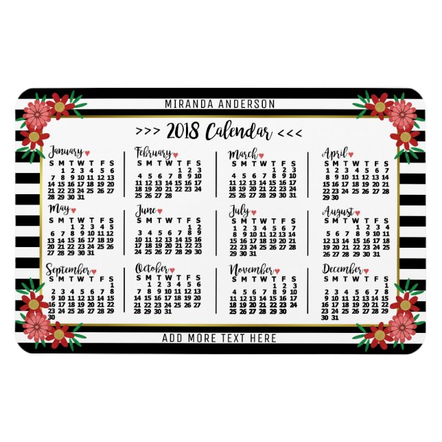 2018 Calendar (See Description for New Version)  Magnet (Horizontal)