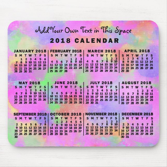 2018 Calendar (See Description for New Version)  Mouse Pad (Front)