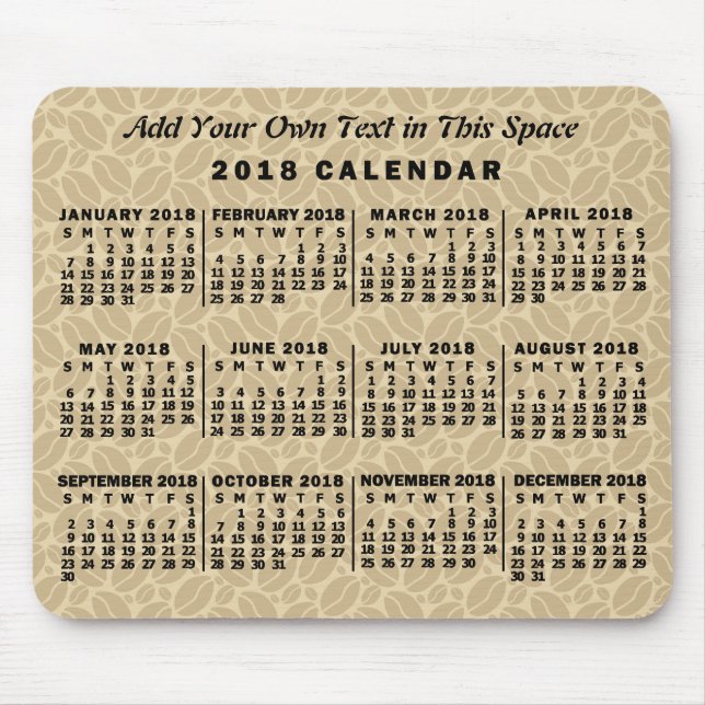 2018 Calendar (See Description for New Version)  Mouse Pad (Front)