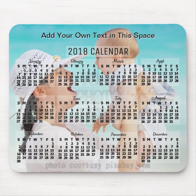2018 Calendar (See Description for New Version)  Mouse Pad (Front)
