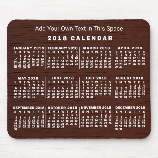 2018 Calendar (See Description for New Version)  Mouse Pad (Front)