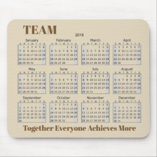 2018 Calendar TEAM Mouse Pad
