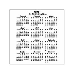 2018 Calendar Year at a Glance Ink Calligraphy Self-inking Stamp