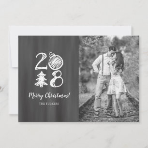 2018 Chalkboard Doodle Christmas Photo Holiday Card