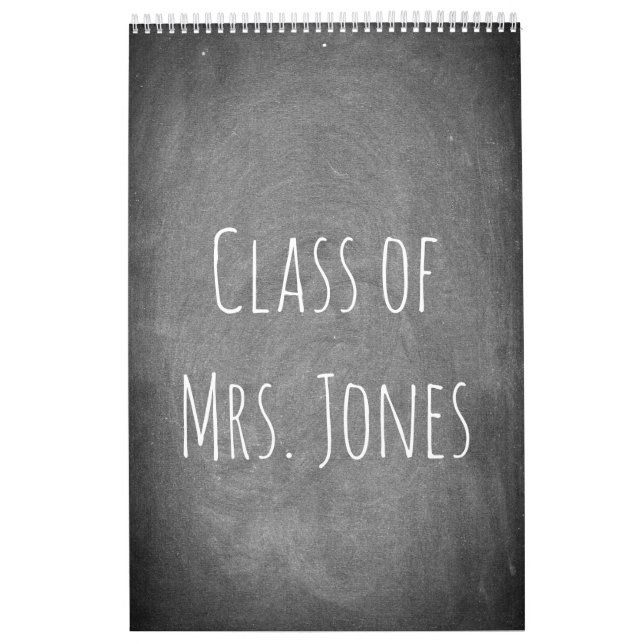 2018 Chalkboard Teacher Calendar Black White Text (Cover)