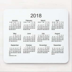 2018 Charcoal and White Calendar by Janz Mouse Pad