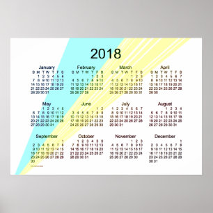 2018 Cyan Yellow Calendar by Janz Poster