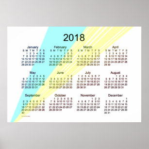 2018 Cyan Yellow Calendar by Janz Poster