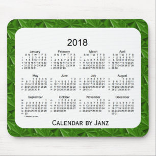 2018 Dark Green Diamonds 52 Weeks Calendar by Janz Mouse Pad
