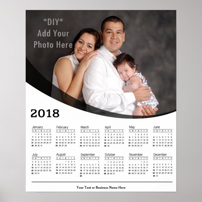 2018 DIY Custom Photo Calendar Poster (Front)