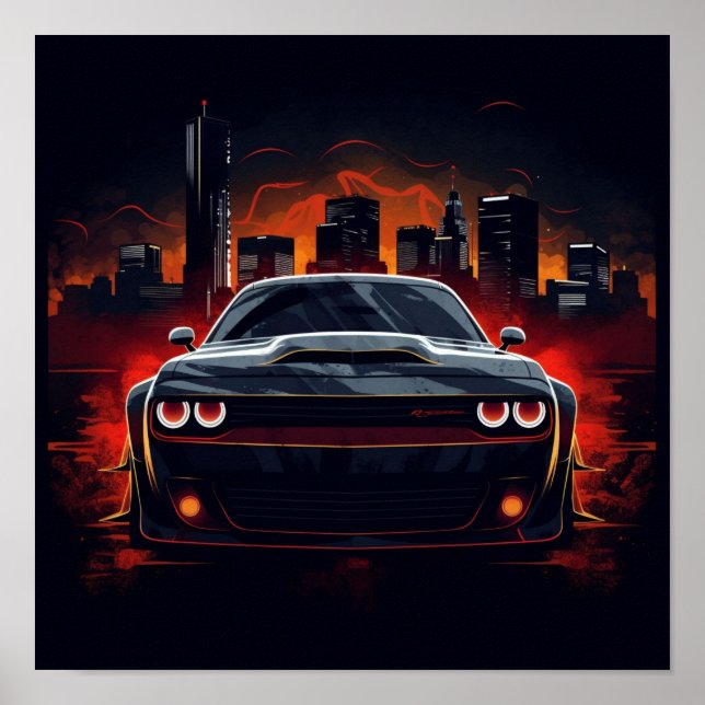 2018 Dodge Challenger SRT Demon Sports Car Poster (Front)