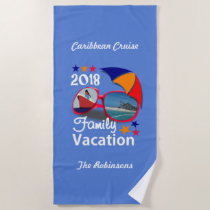 2018 Family Vacation Cruise Graphic Personalised Beach Towel