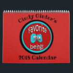 2018 Favourite Beings Autism Charity Calendar<br><div class="desc">Cindy Ginter's favourite beings collection has been created to donate to Autism Speaks.   See all my t-shirts,  posters,  etc. in my favourite beings collection.  Favourite beings are characters created to do some of our most cherished things with one another!!</div>