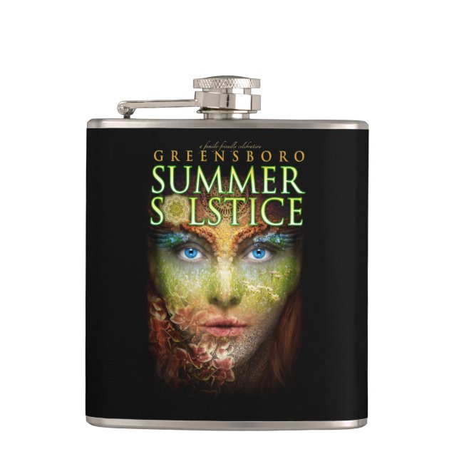 2018 Greensboro Summer Solstice Festival Keepsake Hip Flask (Front)