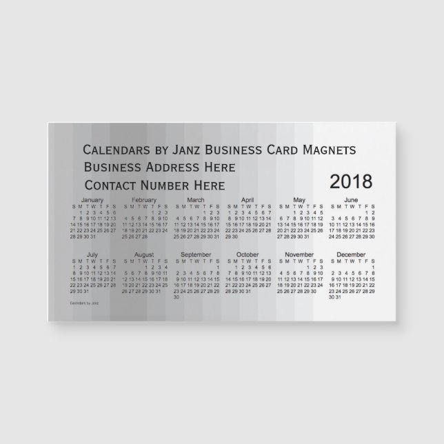 2018 Grey Shades Calendar by Janz Magnet (Front)