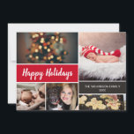 2018 Happy Holidays Red Family Collagel Christmas Holiday Card<br><div class="desc">Your beautiful family photos deserve to be shared during this time of year as you send warm wishes. Customise this modern collage design & personalise with your family greeting. Find the other pieces from the collection. This design uses red as an accent colour but it can be easily switched to...</div>