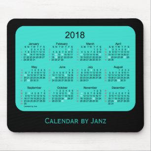 2018 Holiday 52 Weeks Turquoise Calendar by Janz Mouse Pad