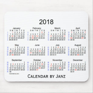 2018 Holiday 52 Weeks White Calendar by Janz Mouse Pad