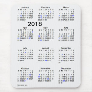 2018 Large Print Holiday Calendar by Janz Mousepad