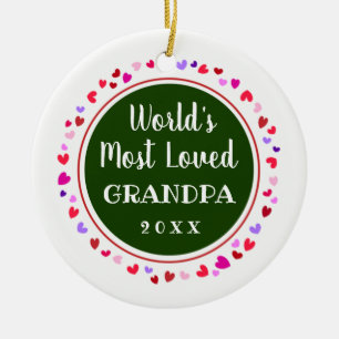 2018 Most Loved Grandpa or Any Name Christmas Gift Ceramic Ornament