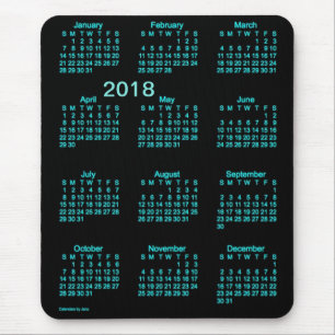 2018 Neon Blue Large Print Calendar by Janz Mouse Pad