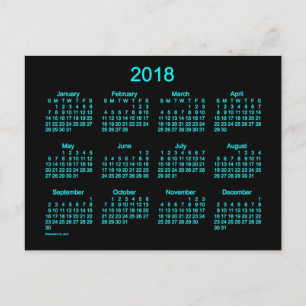 2018 Neon Blue Mini Calendar by Janz Postcard