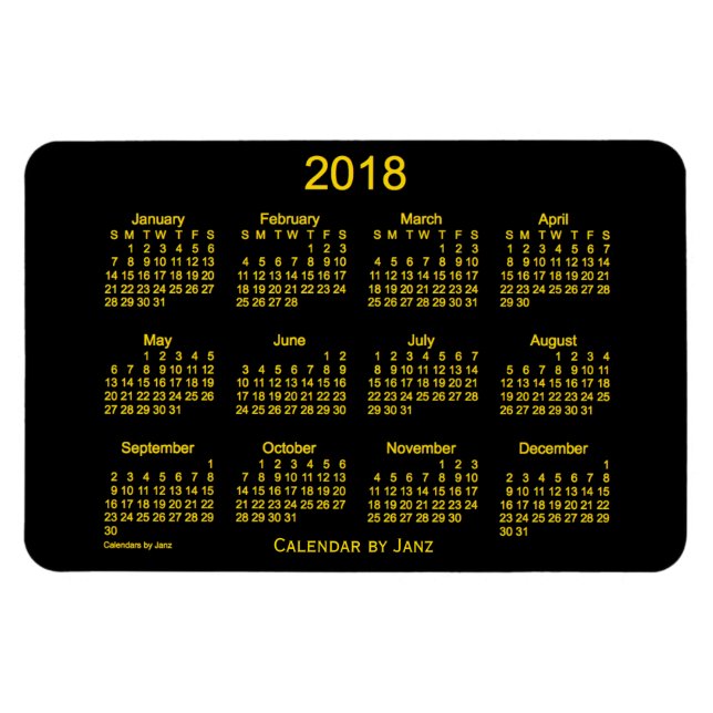 2018 Neon Gold Calendar by Janz 4x6 Magnet (Horizontal)