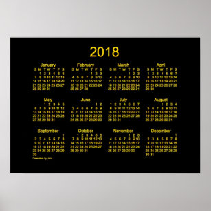 2018 Neon Gold Wall Calendar by Janz Poster
