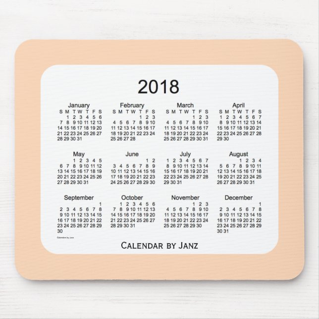 2018 Peach Puff Calendar by Janz Mousepad (Front)