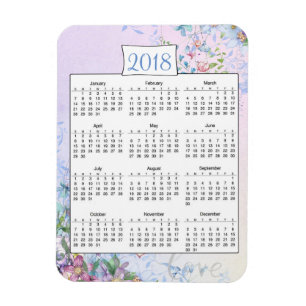 2018 Purple Floral Love Calendar Magnet