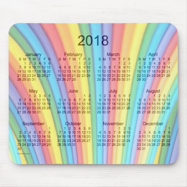 2018 Rainbow Art Calendar by Janz Mouse Pad (Front)