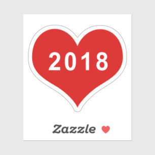 2018 Red Love Heart Vinyl Sticker