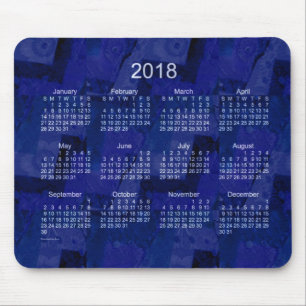 2018 Royal Blue Patchwork Calendar by Janz Mouse Pad