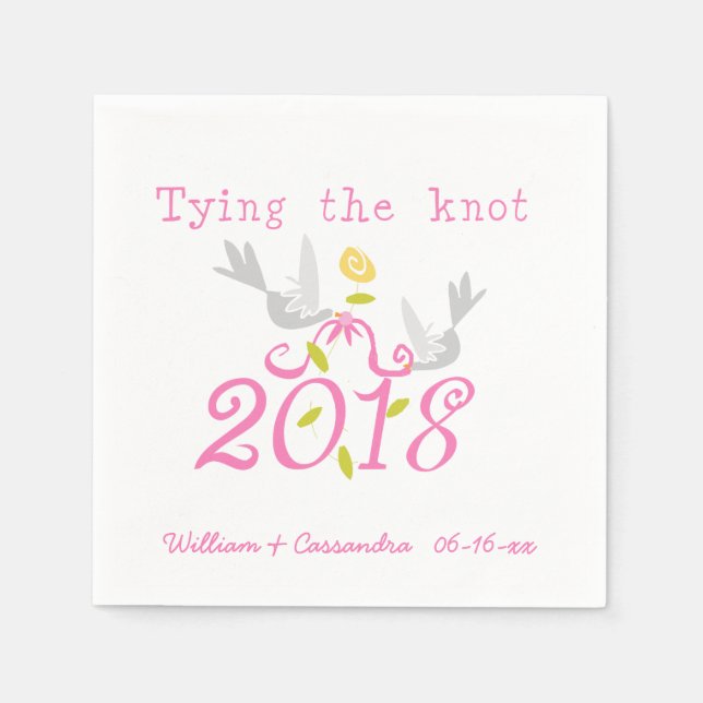 2018 Tying the Knot Wedding Date Customised Napkin (Front)
