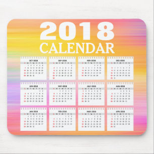 2018 Watercolor Calendar   Mousepad