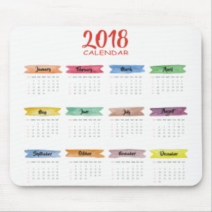 2018 Watercolor Calendar Mousepad