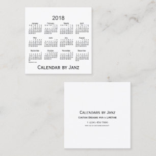 2018 White Calendar by Janz Square Business Card